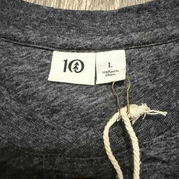 NWT TenTree Hemp Henley Long Sleeve Shirt Men’s Large Meteorite Black Heather - Picture 5 of 6